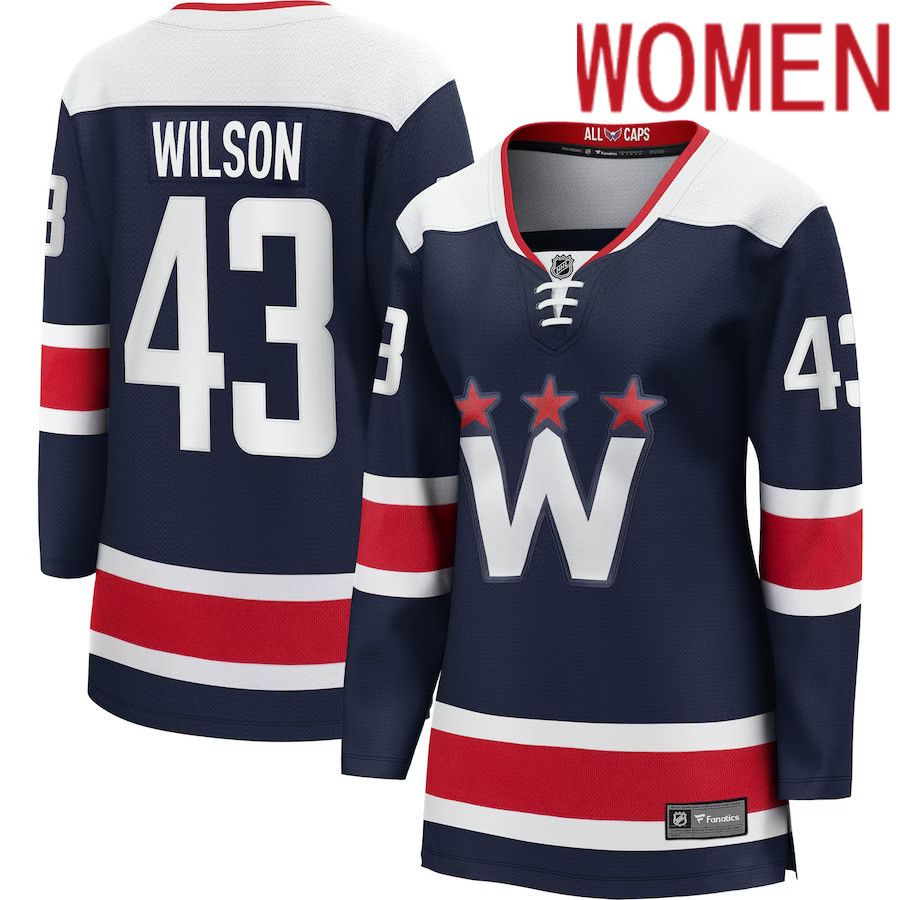 Women Washington Capitals #43 Tom Wilson Fanatics Branded Navy Alternate Premier Breakaway Player NHL Jersey->women nhl jersey->Women Jersey